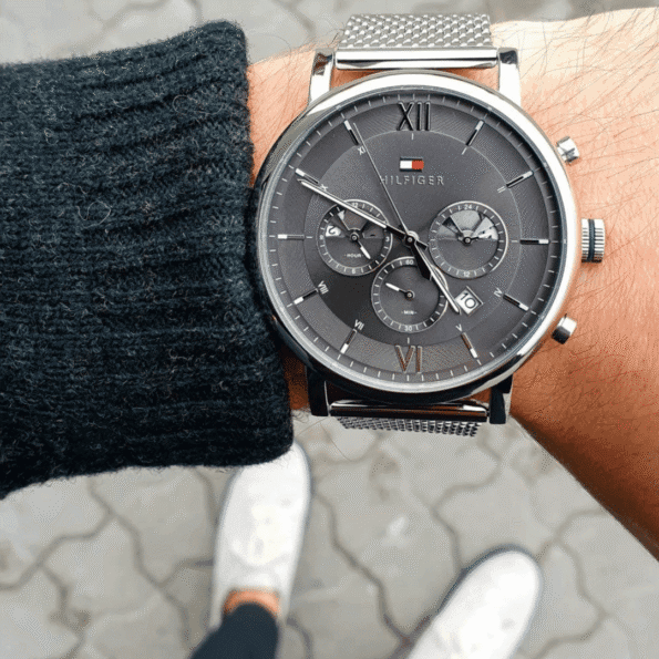 Original Tommy Hilfiger Men's Analogue Quartz Watch with Stainless Steel Strap 1710396 Silver strap-7