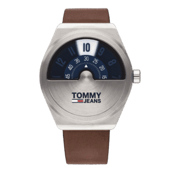 Original Tommy Hilfiger Men's Leather Analog Wrist Watch 1791772-Brown Strap with Blue Dial-42mm-1