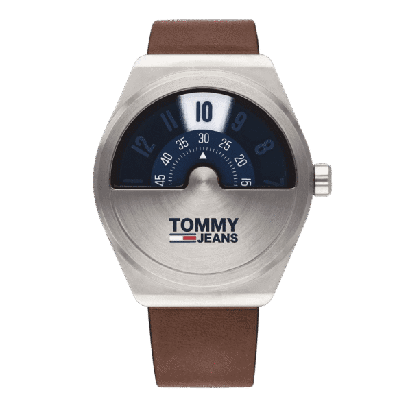 Original Tommy Hilfiger Men's Leather Analog Wrist Watch 1791772-Brown Strap with Blue Dial-42mm-1