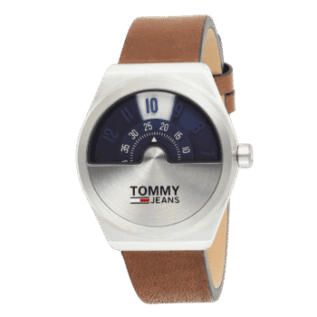 Original Tommy Hilfiger Men's Leather Analog Wrist Watch 1791772-Brown Strap with Blue Dial-42mm-2