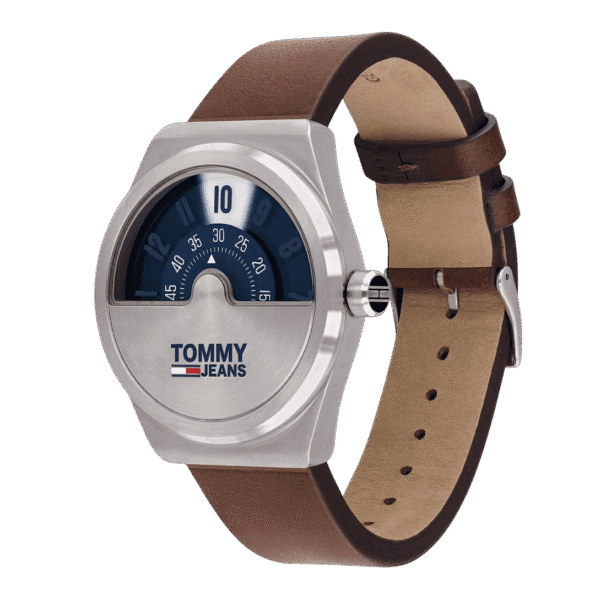 Original Tommy Hilfiger Men's Leather Analog Wrist Watch 1791772-Brown Strap with Blue Dial-42mm-3