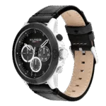 Original Tommy Hilfiger Men’s Quartz Multifunction Stainless Steel and Leather Strap Watch Color Black Model 1791894 black Quartz Watch-1