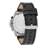 Original Tommy Hilfiger Men’s Quartz Multifunction Stainless Steel and Leather Strap Watch Color Black Model 1791894 black Quartz Watch-1
