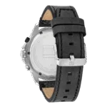 Original Tommy Hilfiger Men’s Quartz Multifunction Stainless Steel and Leather Strap Watch Color Black Model 1791894 black Quartz Watch-1