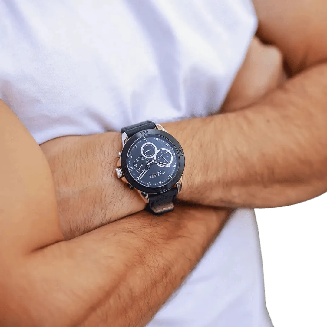 Original Tommy Hilfiger Men's Quartz Multifunction Stainless Steel and Leather Strap Watch Color Black Model 1791894 black Quartz Watch-8