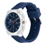Original Tommy Hilfiger Men’s Quartz Multifunction Stainless Steel and Silicone Strap Watch Color Blue Model 1791899 blue Quartz Watch-1