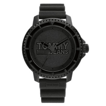 Original Tommy Hilfiger Men's Quartz Plastic and Silicone Strap Watch Color Black Model 1792001 Black Casual-45mm-1