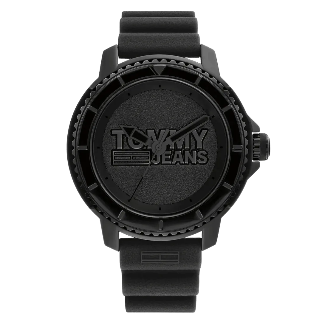 Original Tommy Hilfiger Men's Quartz Plastic and Silicone Strap Watch Color Black Model 1792001 Black Casual-45mm-1
