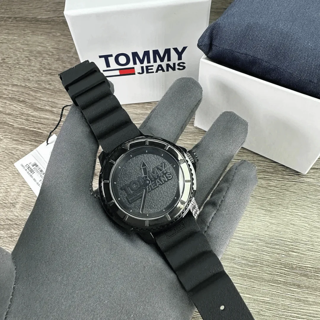 Original Tommy Hilfiger Men's Quartz Plastic and Silicone Strap Watch Color Black Model 1792001 Black Casual-45mm-11