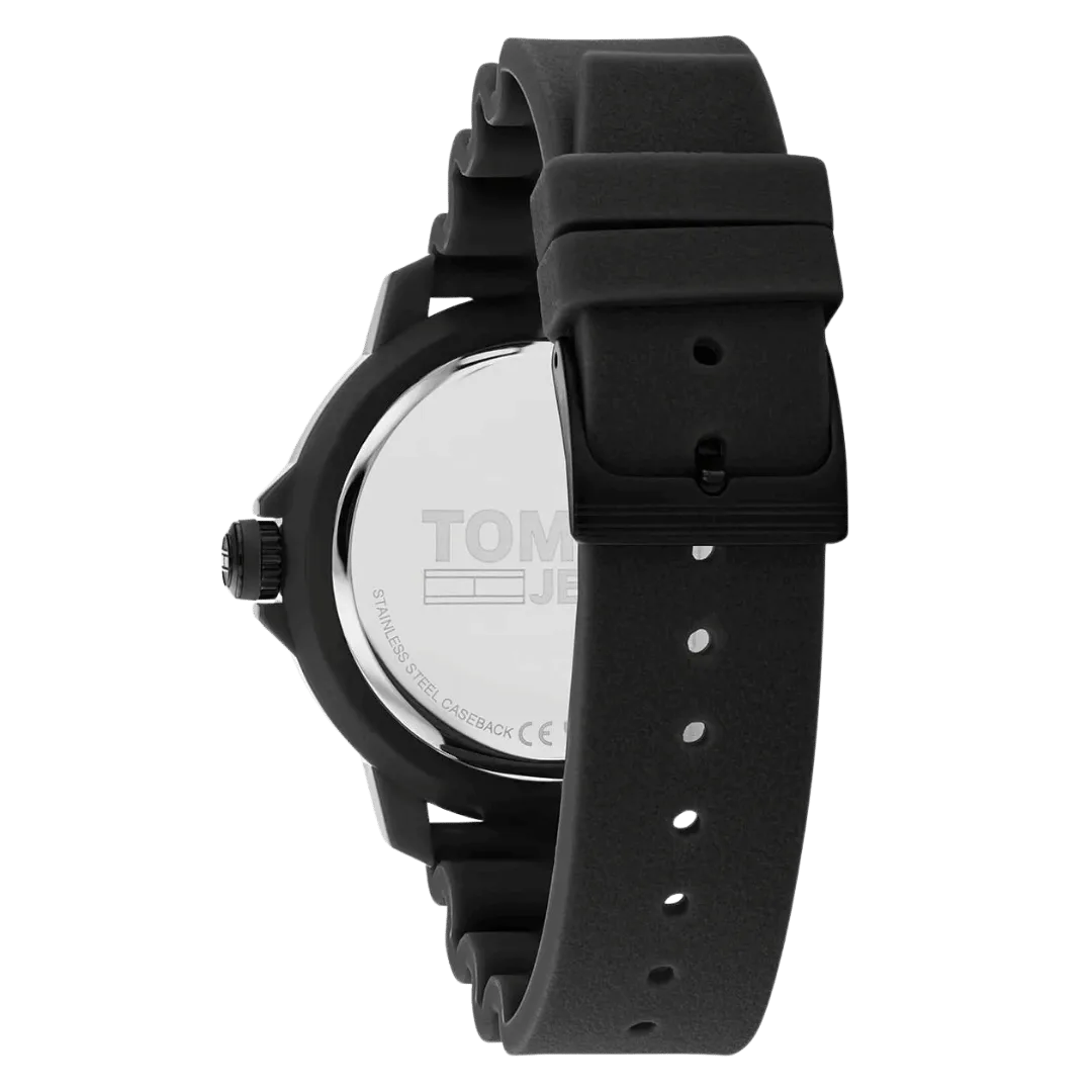 Original Tommy Hilfiger Men's Quartz Plastic and Silicone Strap Watch Color Black Model 1792001 Black Casual-45mm-3