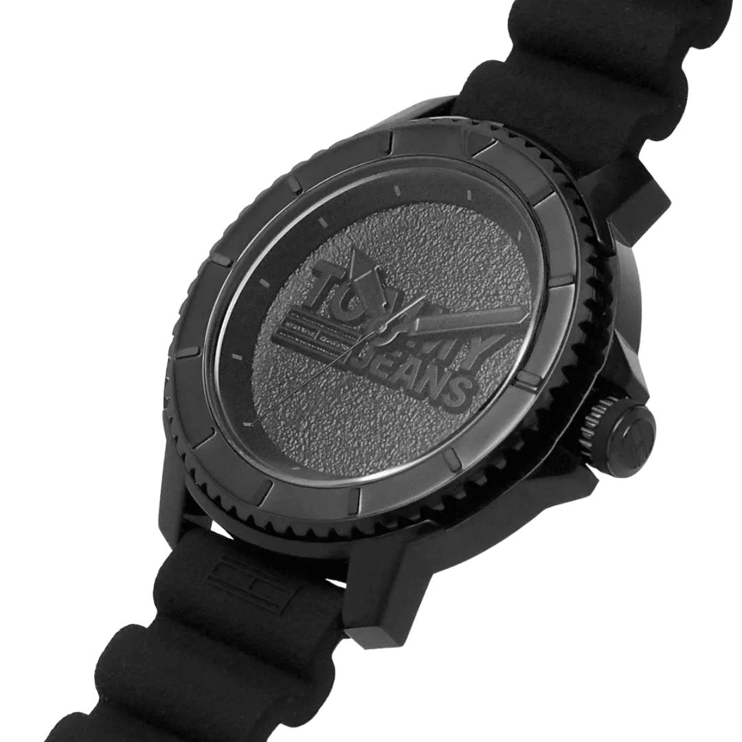 Original Tommy Hilfiger Men's Quartz Plastic and Silicone Strap Watch Color Black Model 1792001 Black Casual-45mm-4