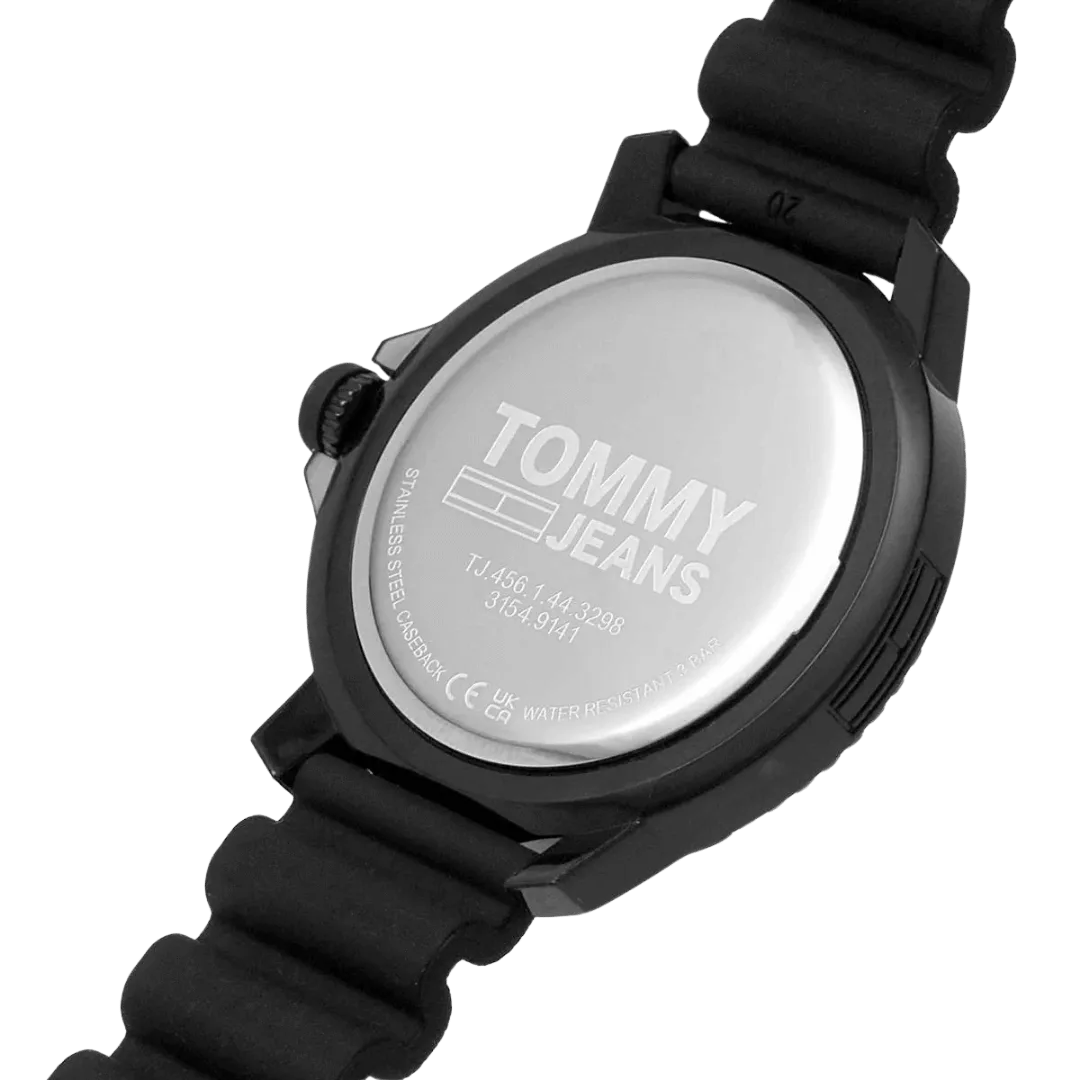 Original Tommy Hilfiger Men's Quartz Plastic and Silicone Strap Watch Color Black Model 1792001 Black Casual-45mm-5
