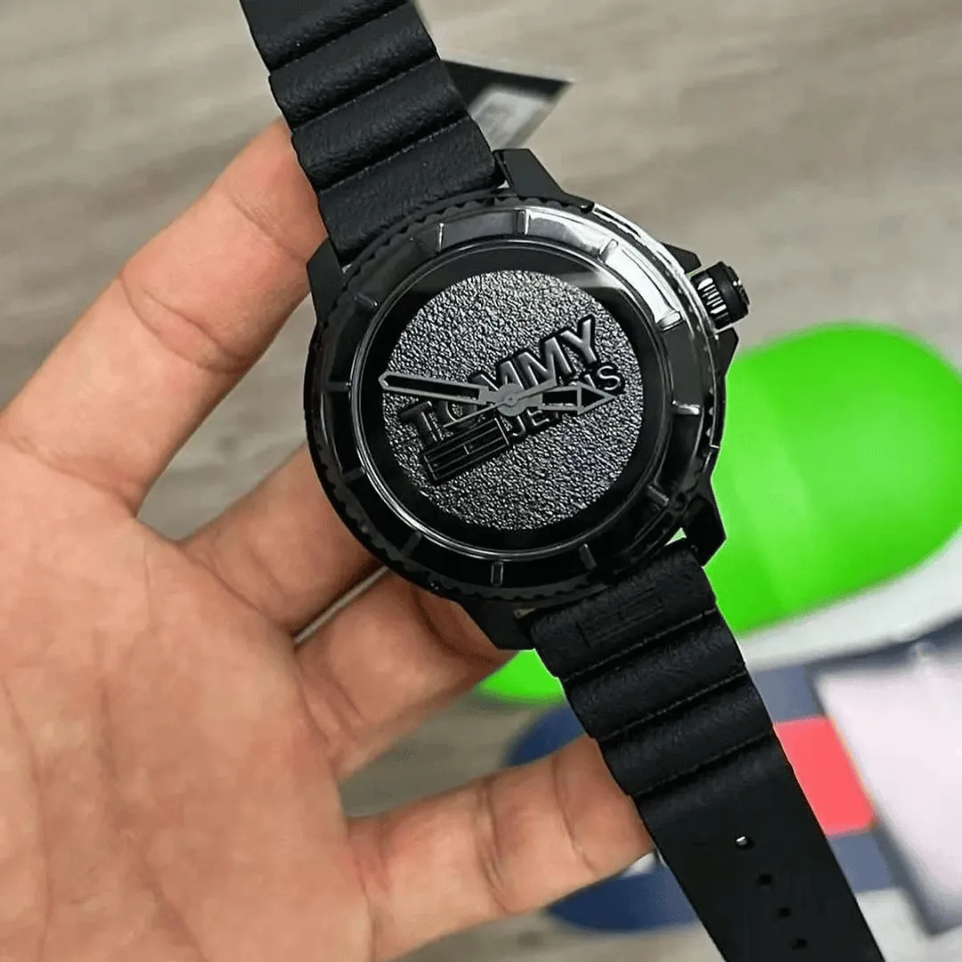 Original Tommy Hilfiger Men's Quartz Plastic and Silicone Strap Watch Color Black Model 1792001 Black Casual-45mm-9
