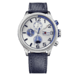 Original Tommy Hilfiger Men's Silver Dial Leather Band Watch - 1791240