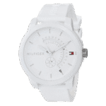 Original Tommy Hilfiger Unisex-Adult Analogue Classic Quartz Watch with White Silicone Strap 1791481 Strap-44mm-1