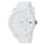 Original Tommy Hilfiger Unisex-Adult Analogue Classic Quartz Watch with White Silicone Strap 1791481 Strap-44mm-1