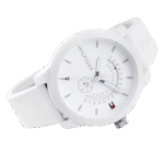 Original Tommy Hilfiger Unisex-Adult Analogue Classic Quartz Watch with White Silicone Strap 1791481 Strap-44mm-1