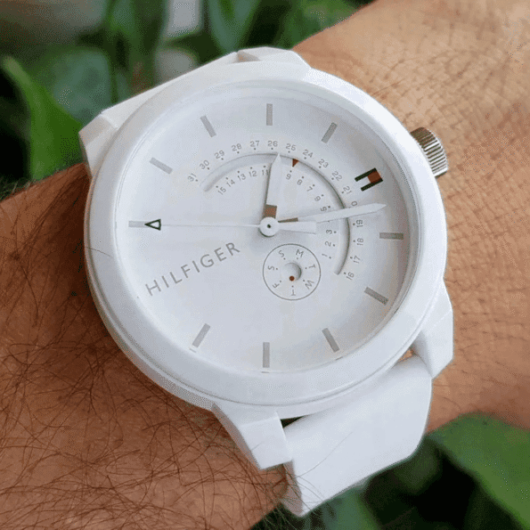 Original Tommy Hilfiger Unisex-Adult Analogue Classic Quartz Watch with White Silicone Strap 1791481 Strap-44mm-4