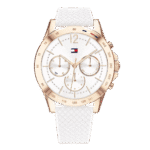Original Tommy Hilfiger Women's Analogue Quartz Watch with Silicone Strap 1782199 White strap-38mm-1