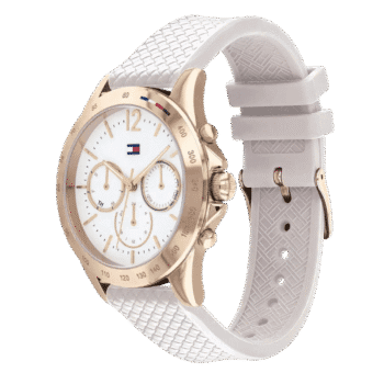 Original Tommy Hilfiger Women's Analogue Quartz Watch with Silicone Strap 1782199 White strap-38mm-2