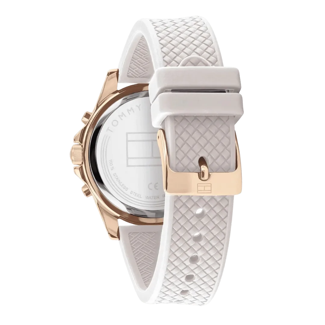 Original Tommy Hilfiger Women's Analogue Quartz Watch with Silicone Strap 1782199 White strap-38mm-3