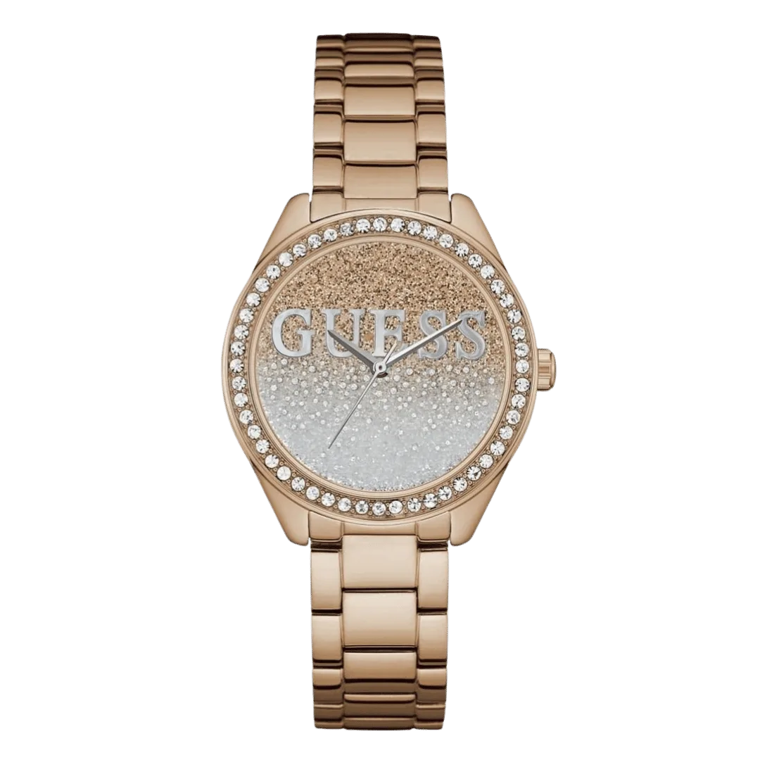 Original-watches Guess Women’s Rose Gold Dial Stainless Steel Band Watch–W0987L3-36mm-1