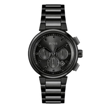 Original BOSS Chronograph Quartz Watch for Men with Black Stainless Steel Bracelet - 1514001