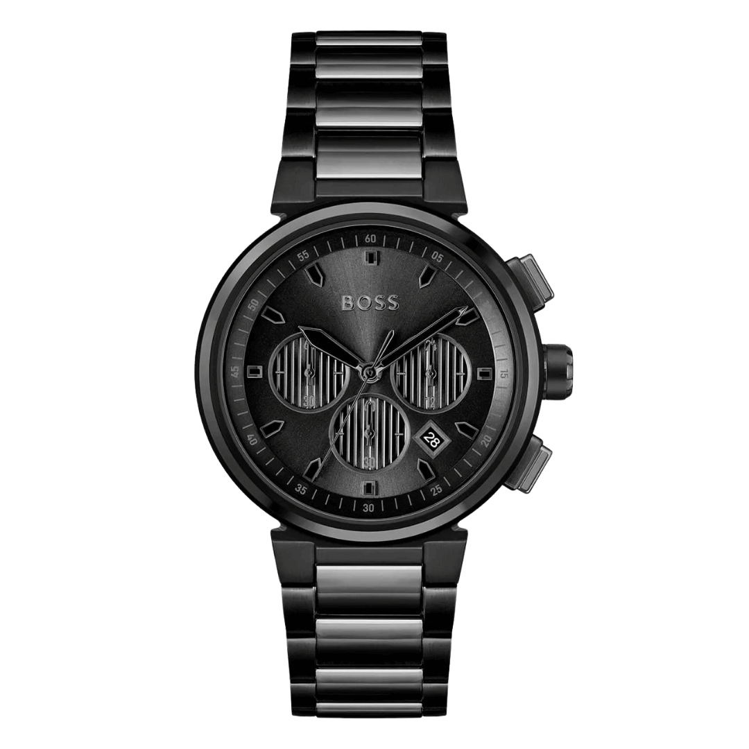 Original BOSS Chronograph Quartz Watch for Men with Black Stainless Steel Bracelet-1514001-1