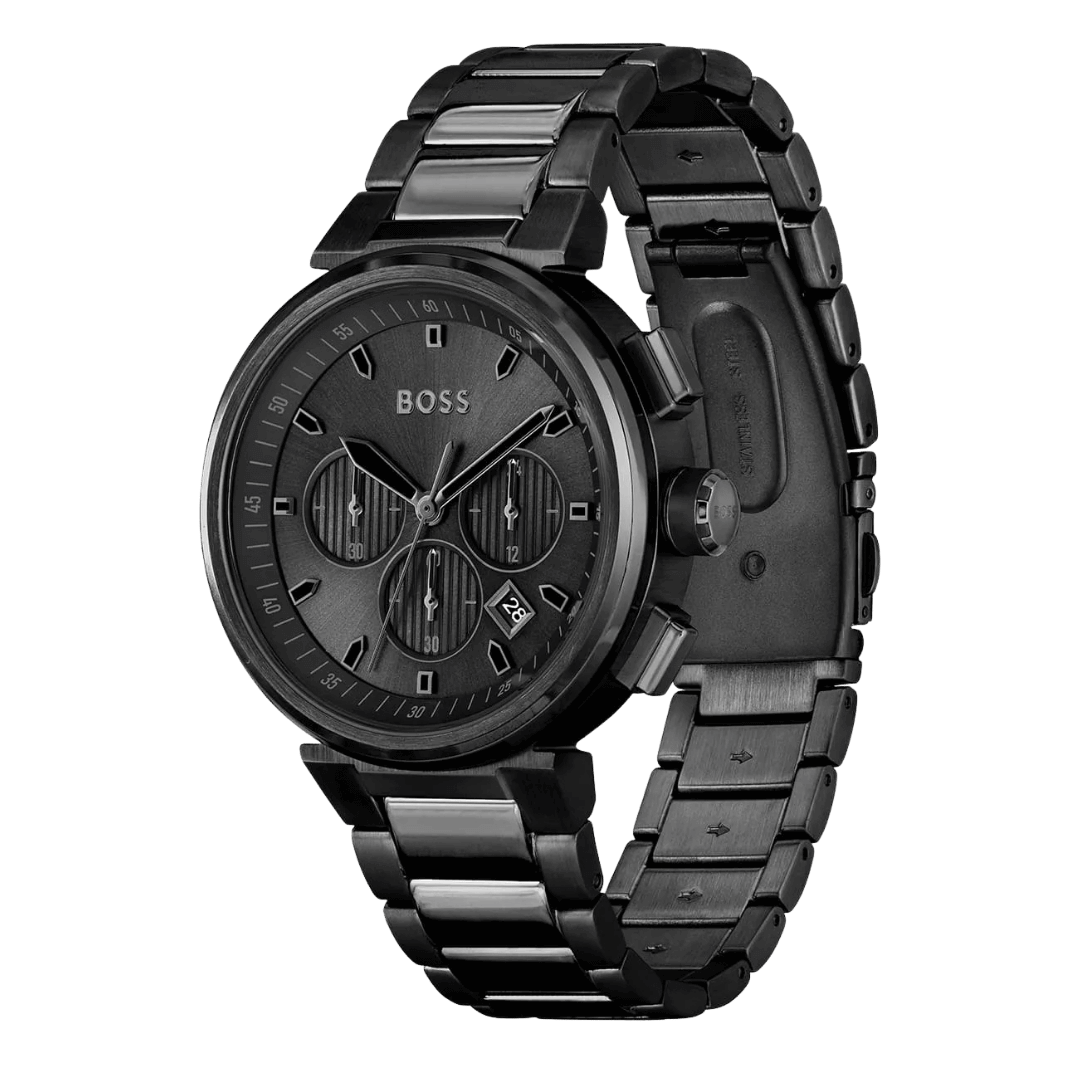 Original BOSS Chronograph Quartz Watch for Men with Black Stainless Steel Bracelet-1514001-2