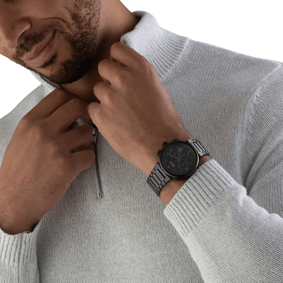 Original BOSS Chronograph Quartz Watch for Men with Black Stainless Steel Bracelet-1514001-6