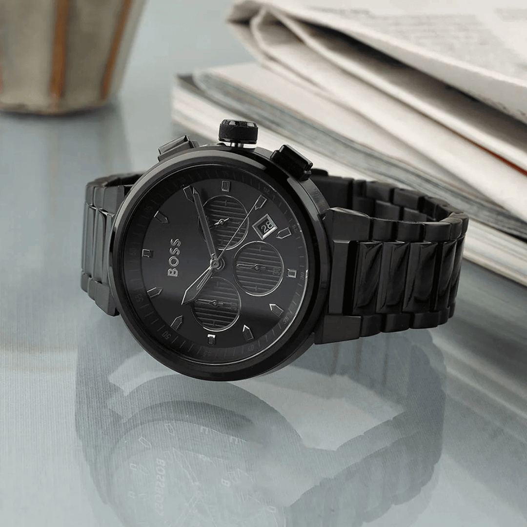 Original BOSS Chronograph Quartz Watch for Men with Black Stainless Steel Bracelet-1514001-7