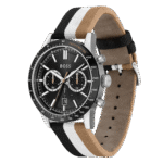 Original BOSS Chronograph Quartz Watch for Men with Black White and Beige Leather Strap-1513963-1