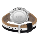 Original BOSS Chronograph Quartz Watch for Men with Black White and Beige Leather Strap-1513963-1