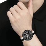 Original BOSS Chronograph Quartz Watch for Men with Black White and Beige Leather Strap-1513963-1