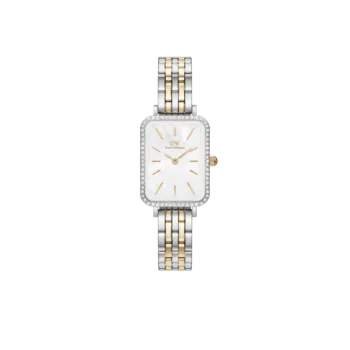 Original DANIEL WELLINGTON Watch Quadro Lumine Bezel 5-Link Two-Tone MOP DW00100671 20x26mm