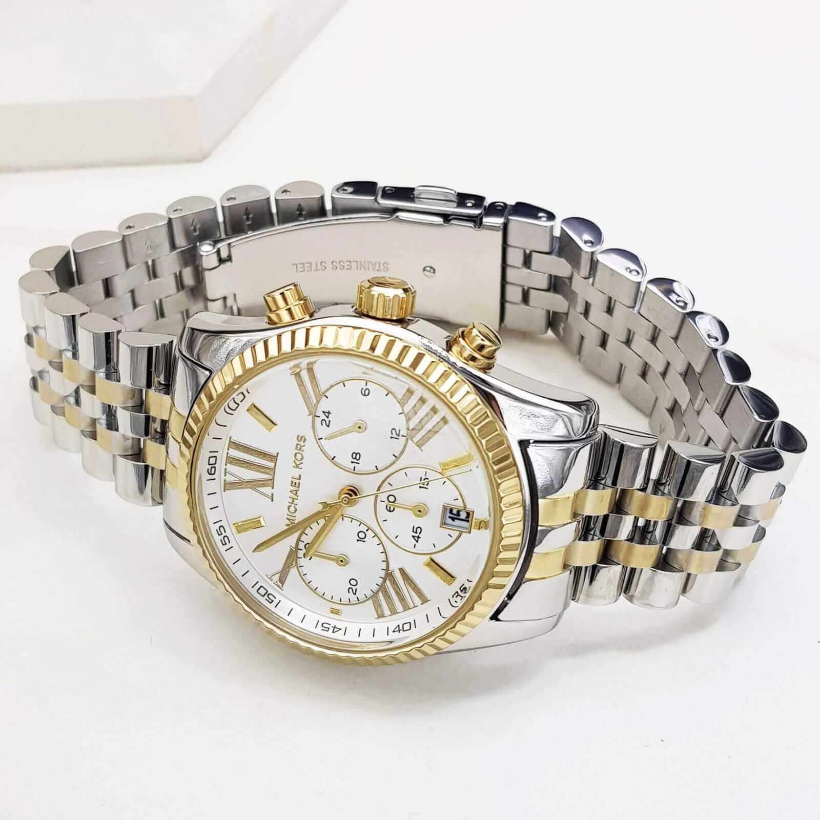 Michael Kors Women's Silver Dial Stainless Steel Band Watch 2 tone - MK5955-5