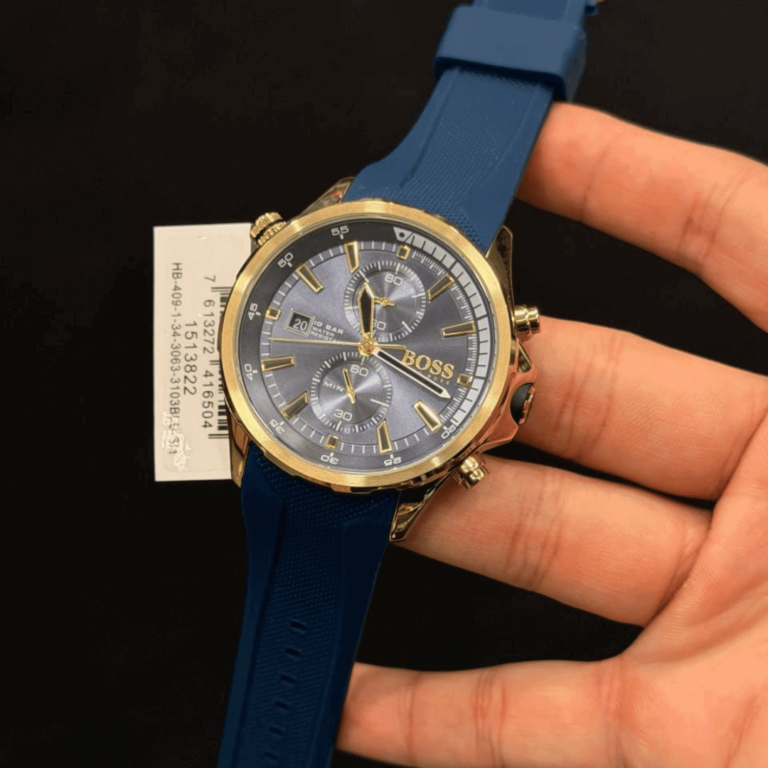 BOSS Globetrotter Chronograph Gents Rubber Watch 1513822-46mm-7