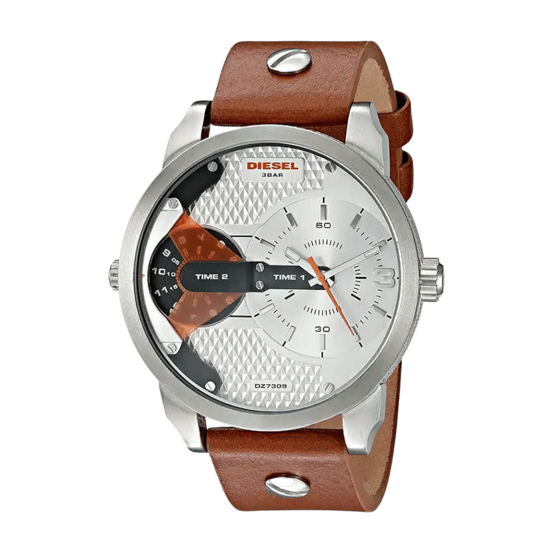 Original Diesel Watch Mini Daddy Dual Time for Men DZ7309-46mm-2