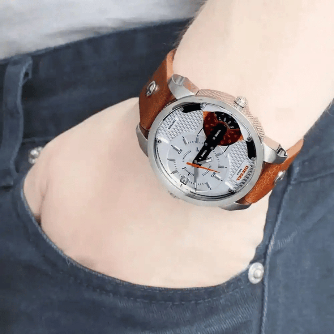 Original Diesel Watch Mini Daddy Dual Time for Men DZ7309-46mm-5