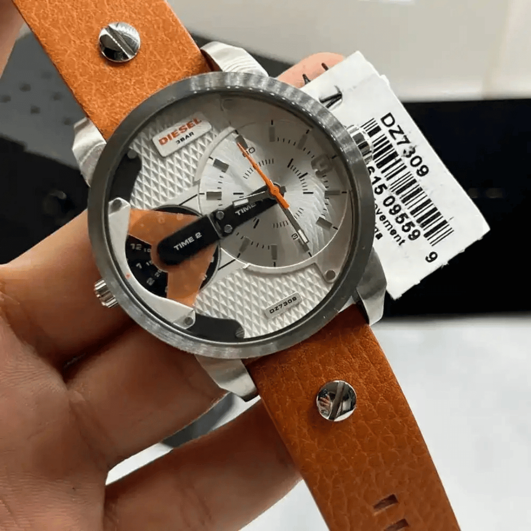 Original Diesel Watch Mini Daddy Dual Time for Men DZ7309-46mm-6